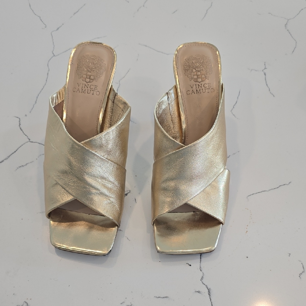 Vince Camuto Metallic Gold Mules